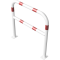 Hoop of steel tube |  60 x 2,5 mm | with cross bar | to be fixed by plugs | total width: 1000 mm | total height: 1000 mm | hot-dip galvanized and white coatedwith red reflecting stripes